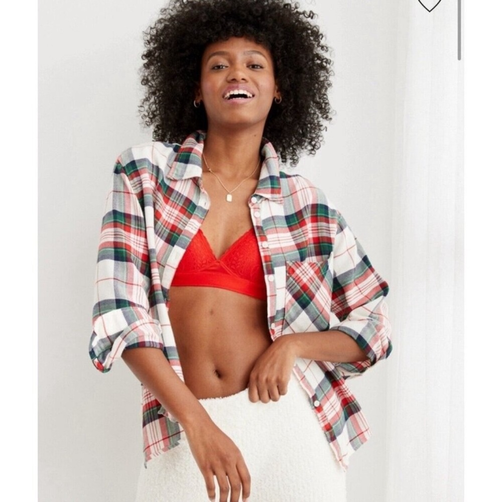 Aerie Cream Flannel Pajama Top